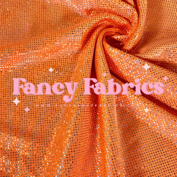 Ready To Ship | Neon Orange | Holographic | Polyester Fabric | 4 Way Stretch | Shiny Fabric | Bow Making | Apparel | Stretch Fabric