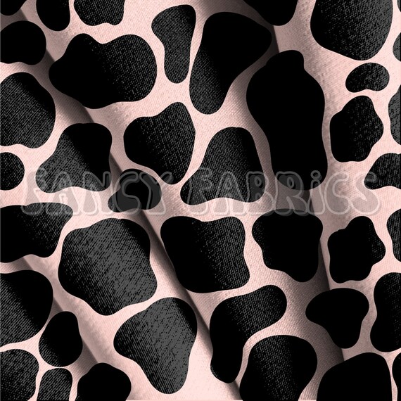 Pink cow print fabric by the yard bullet double brushed etsy