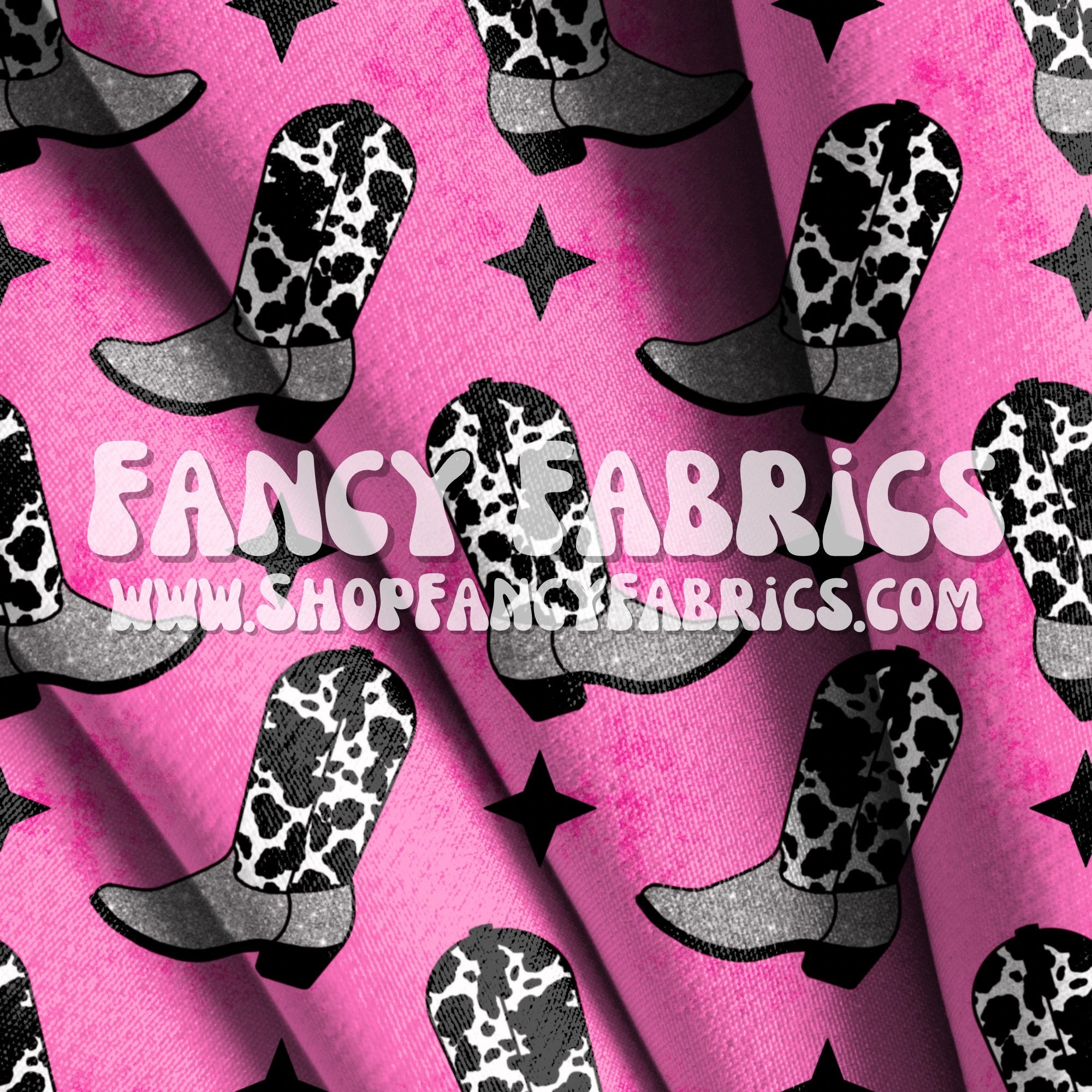 Cow Print Boots Fabric by the Yard Bullet Double Brushed - Etsy