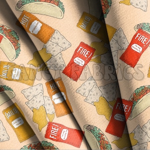 Taco Tuesday | Fabric By The Yard | Bullet | Double Brushed Polyester | Swim | Holographic | Mesh | Velvet | TAT - 2-3 weeks