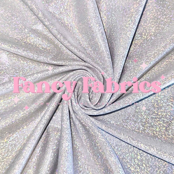 Ready To Ship | White | Holographic Fabric | Holographic | Polyester Fabric | Bow Making | 4 Way Stretch | Apparel