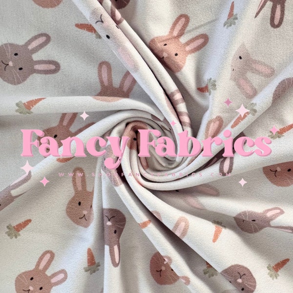 Ready To Ship | Simple Bunnies | Super Double Brushed Poly | Super DBP | 4 Way Stretch | Bows | Apparel | DIY | Fast Shipping | USA
