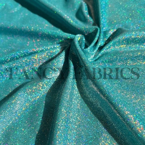 Ready To Ship | Turquoise | Holographic Fabric | Holographic | Polyester Fabric | Bow Making | 4 Way Stretch | Apparel