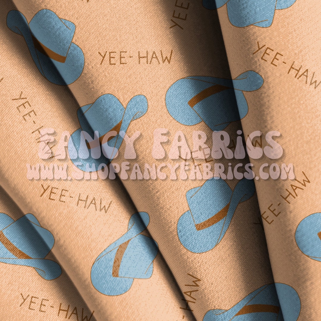 Yeehaw Hats Fabric by the Yard Bullet Double Brushed Polyester Swim