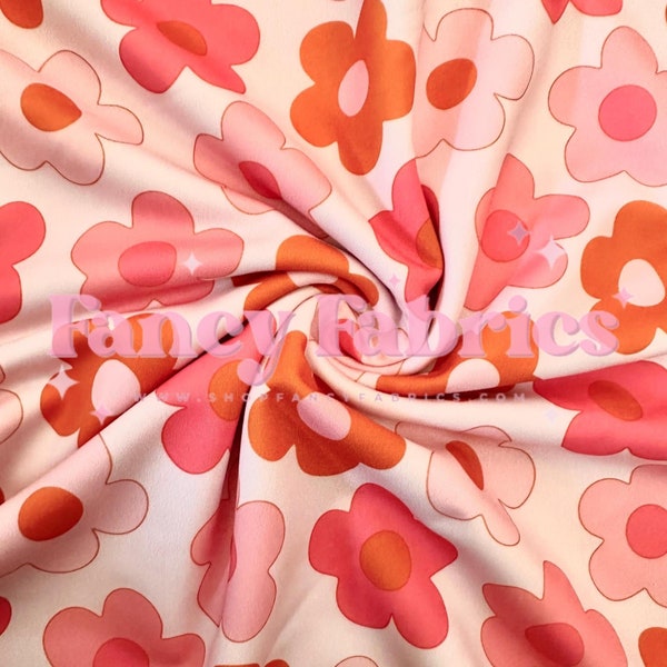 Ready To Ship | Pink Groovy Flowers | Swim Fabric  | Fast Shipping | USA | DIY | Swimwear | Waterproof Bows