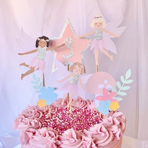 Fairy Birthday Fairy Cake Topper set with personalised age & name cake topper | Fairy party | Fairy decorations | Fairy first birthday