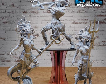 Sea Titan Tethys Set of 3 DND Miniatures Mysterious Ocean Collection Dungeons and Dragons Mini Resin 3d Printed Tethis