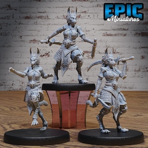 Jackalwere Female Set of 3 DND Miniatures Beast Hunt Collection Dungeons and Dragons Mini Resin 3d Printed Jackal Werewolf