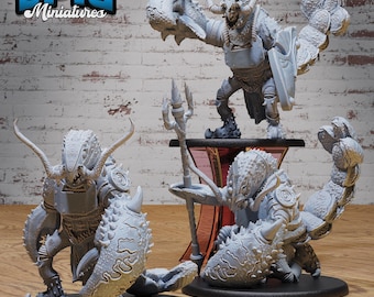 Lobster Folk Set of 3 DND Miniatures Mysterious Ocean Collection Dungeons and Dragons Mini Resin 3d Printed