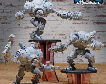 Battle Automaton Set of 3 DND Miniatures Steam Society Collection Dungeons and Dragons Mini Resin 3d Printed Steampunk Steam Punk
