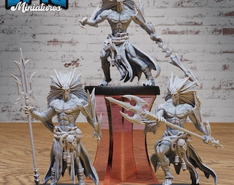 Atlantean Merfolk Set of 3 DND Miniatures Mysterious Ocean Collection Dungeons and Dragons Mini Resin 3d Printed Mermaid Merman