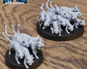 Cat Swarm Set of 2 DND Miniatures Old Fables Collection Dungeons and Dragons Mini Resin 3d Printed