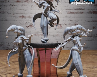 Jester Girl Set of 3 DND Miniatures Grand Carnival Collection Dungeons and Dragons Mini Circus