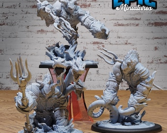 Water Elemental Guard Set of 3 DND Miniatures Mysterious Ocean Collection Dungeons and Dragons Mini Resin 3d Printed