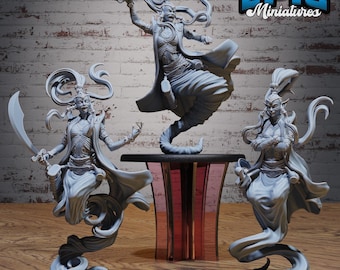 Djinni Female Set of 3 DND Miniatures Death Desert Collection Dungeons and Dragons Resin 3d Printed