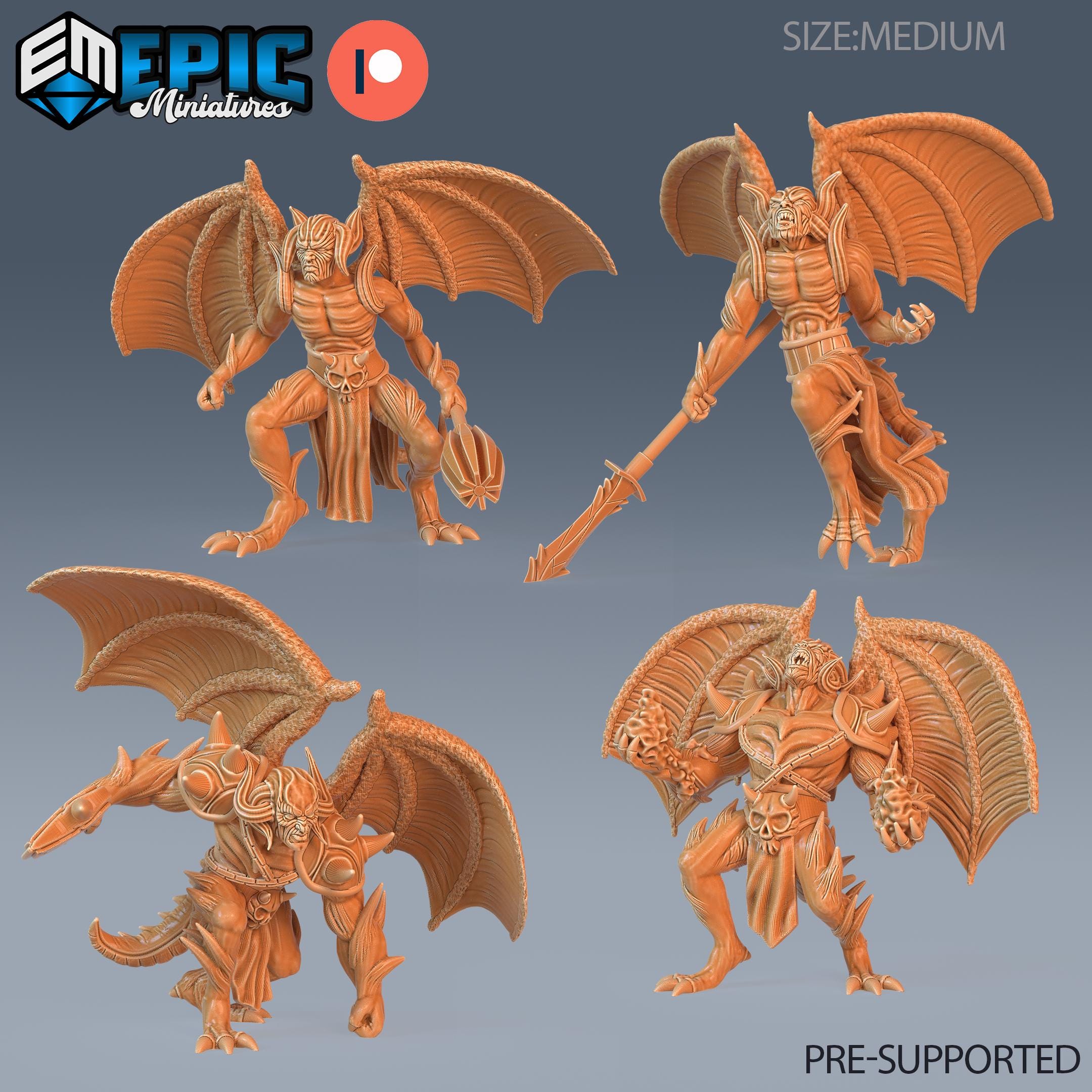 Winged Devil Army Set of 8 DND Miniatures Deadly Sins Collection ...