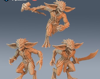 Savage Echo Goblin Set of 3 DND Miniatures Goblin Caves Collection Dungeons and Dragons - Attack Screaming