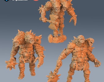 Ettin Beast Set of 3 DND Miniatures Ancient Cold Collection Dungeons and Dragons Mini Resin 3d Printed