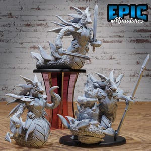 Wastrilith Water Demon Set of 3 DND Miniatures Hells Wrath Collection Dungeons and Dragons Mini Resin 3d Printed Snake Serpent