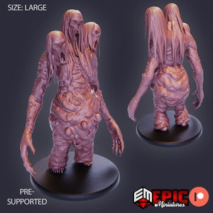 Three Headed Abomination DND Miniatures Restless Bones Collection Dungeons and Dragons Mini Resin 3d Printed