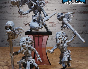 Goblin Shaman Set of 3 DND Miniatures Goblin Camp Collection Dungeons and Dragons Mini