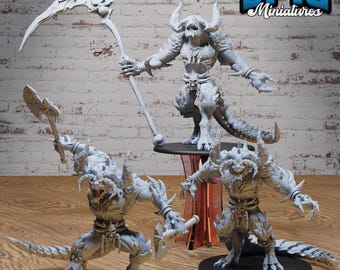 Arch Devil Diablo Set of 3 DND Miniatures Hells Wrath Collection Dungeons and Dragons Mini Resin 3d Printed Snake Serpent Demon