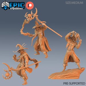 Dark Magician Set of 3 DND Miniatures Arcane Dungeon Collection Dungeons and Dragons Resin 3d Printed Wizard Mage Sorcerer