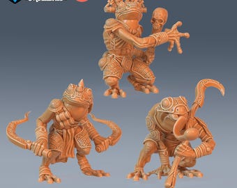 Poison Frog Set of 3 DND Miniatures Cruel Marshes Collection Dungeons and Dragons Mini Resin 3d Printed Frogfolk Amphibian