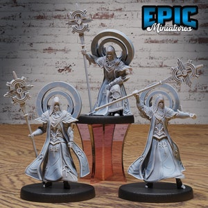 White Priest Set of 3 DND Miniatures Faith Defender Collection Dungeons and Dragons Mini Resin 3d Printed
