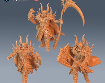 Devil Warlord Set of 3 DND Miniatures Deadly Sins Collection Dungeons and Dragons Mini Resin 3d Printed Satan Devil