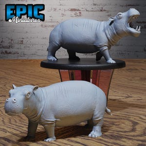 Hippo Hippopotamus Set of 2 DND Miniatures Death Desert Collection Dungeons and Dragons Resin 3d Printed