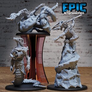 Naga Sorcerer Set of 3 DND Miniatures Serpents Rage Collection Dungeons and Dragons Mini Resin 3d Printed