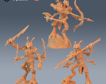 Thri Kreen Insectoid Ant Set of 3 DND Miniatures Caves of Despair Collection Dungeons and Dragons Mini Resin 3d Printed Thri-Kreen