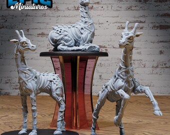 Giraffe Exo Skeleton Set of 3 DND Miniatures Safari Tour Collection Dungeons and Dragons Mini Resin 3d Printed