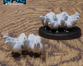 Chicken Swarm Set of 2 DND Miniatures Wild Bandits Collection Dungeons and Dragons Resin 3d Printed