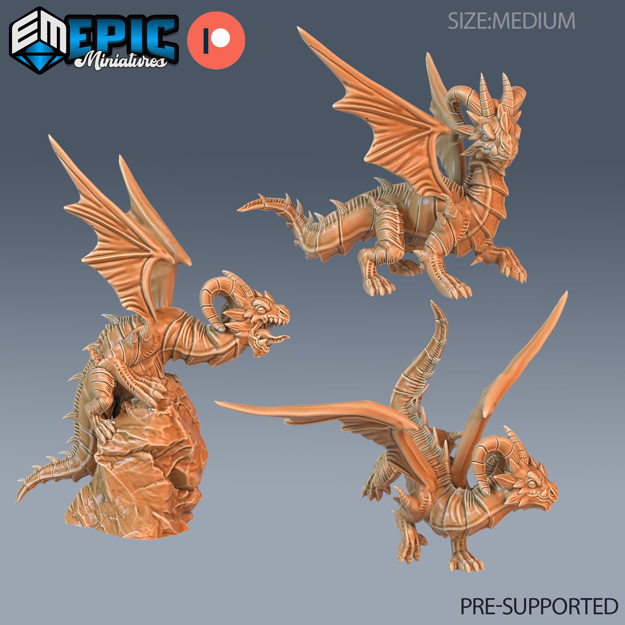 Dragon Wyrmling Set of 3 DND Miniatures Viking Age Collection Dungeons ...