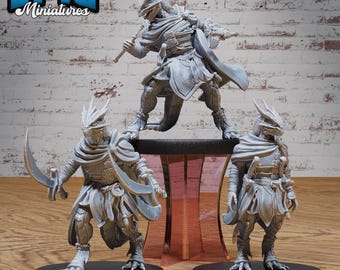 Half Dragon Adventurer Set of 3 DND Miniatures Age of Dragons Collection Dungeons and Dragons Mini Resin 3d Printed