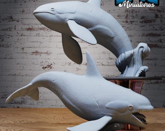 Orca Killer Whale Set of 2 DND Miniatures Corsair Waters Collection Dungeons and Dragons Mini