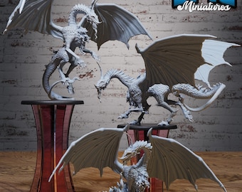 Moonstone Dragon Set of 3 DND Miniatures Adventurers Guild Collection Dungeons and Dragons Resin 3d Printed