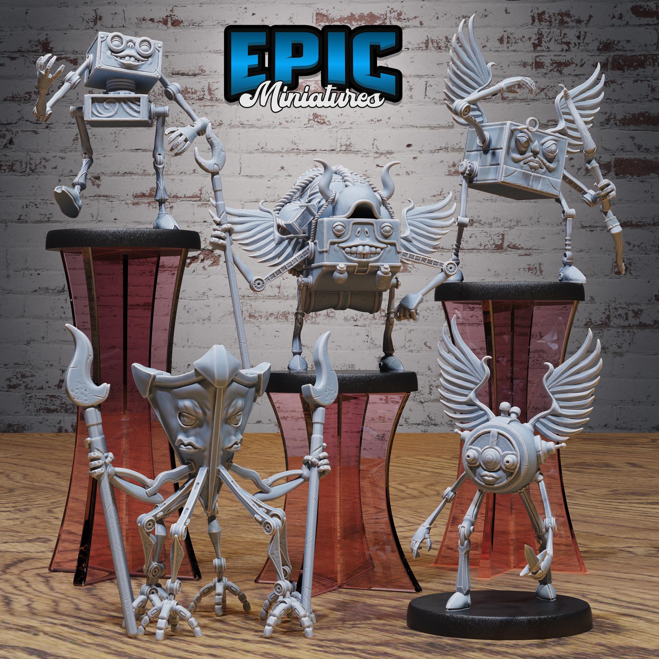 Monodrone Duodrone Tridrone Quadrone Adventurer Set of 5 DND Miniatures Mechanus Clockwork Collection Dungeons and Dragons Mini Steampunk