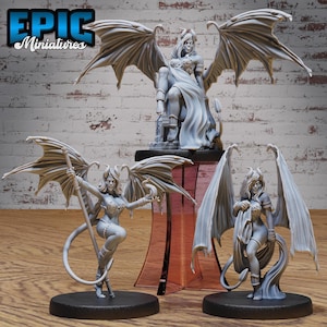 Succubus Demon Set of 3 DND Miniatures Hells Wrath Collection Dungeons and Dragons Mini Resin 3d Printed NSFW