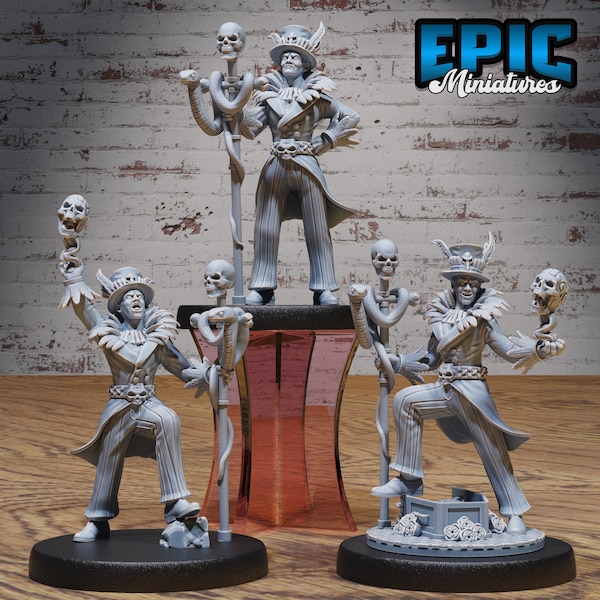 Soul Magician Set of 3 DND Miniatures Safari Tour Collection Dungeons and Dragons Mini Resin 3d Printed Voodoo