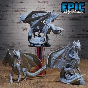 Clockwork Dragon Set of 3 DND Miniatures Construct Laboratory Collection Dungeons and Dragons Mini Steampunk Robot