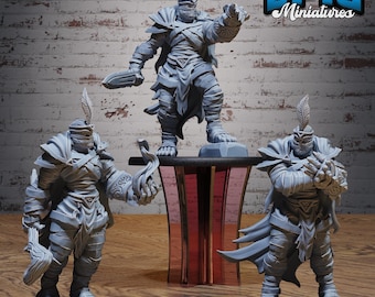 Mummy Champion Set of 3 DND Miniatures Death Desert Collection Dungeons and Dragons Resin 3d Printed