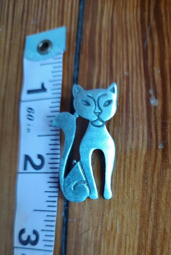 Pewter Vintage Grumpy Cat Pin Brooch Kitten Super 