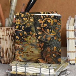 Unlined Square Sketchbook, Notebook | Handmade Lay-Flat Journal w/ Cloth Cover | Coptic Bound Mix Media Sketchbook | Gift for Artist, Writer