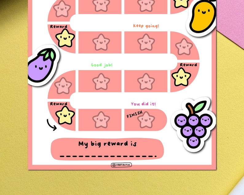 Reward Chart Fruit Apple Mango Grapes Eggplant Toddler Etsy