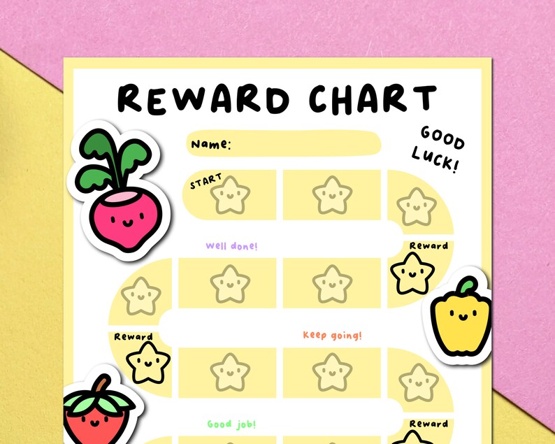 Reward Chart Fruit Veg Radish Pepper Strawberry Melon Toddler Reward