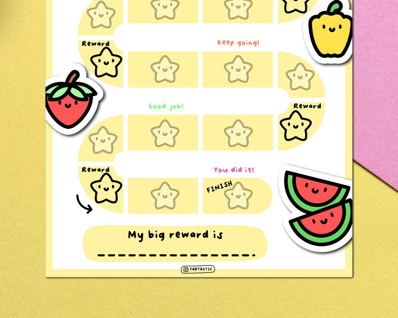 Reward Chart Fruit Veg Radish Pepper Strawberry Melon Toddler Reward