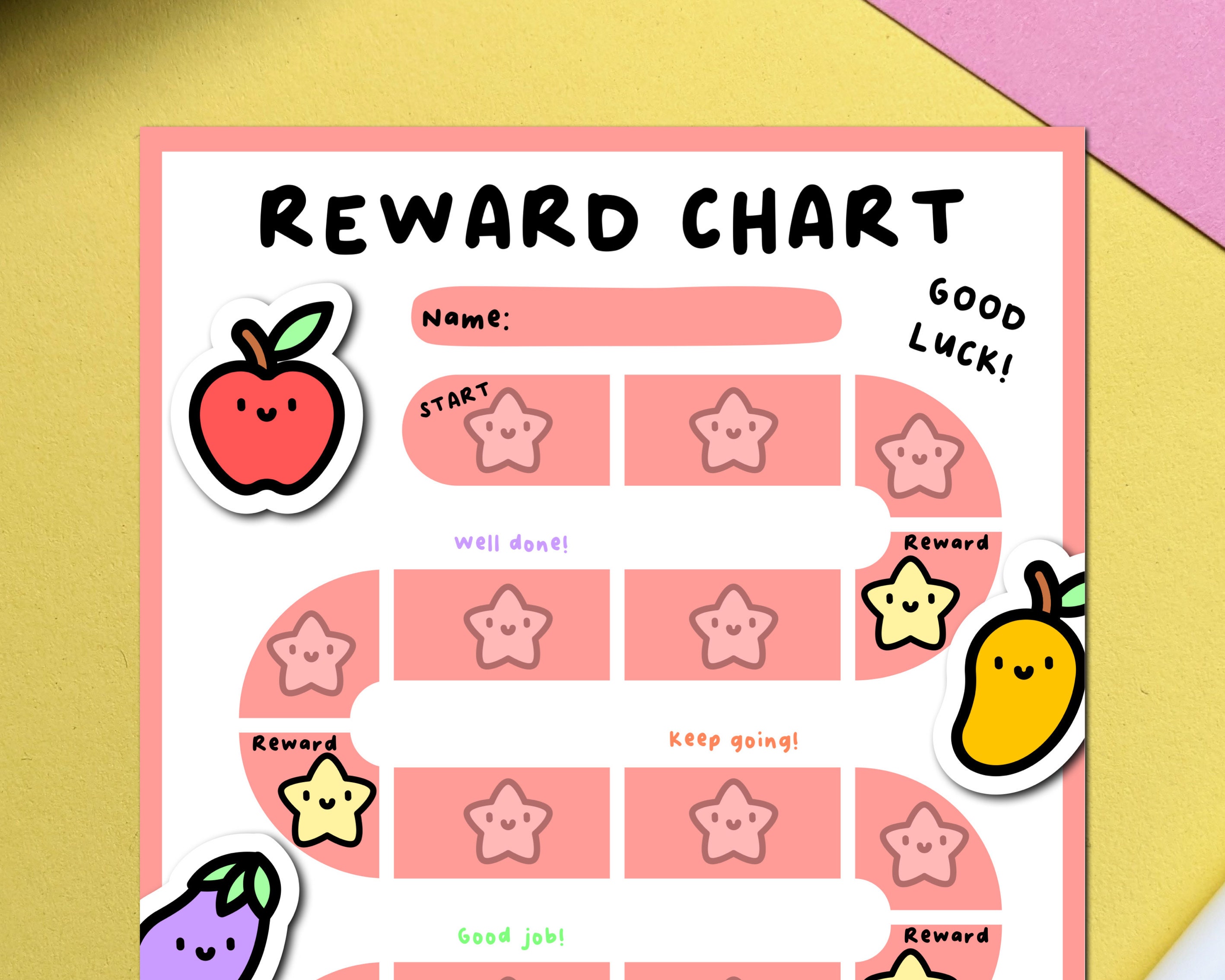 Reward Chart Fruit Apple Mango Grapes Eggplant - Toddler Reward Chart ...
